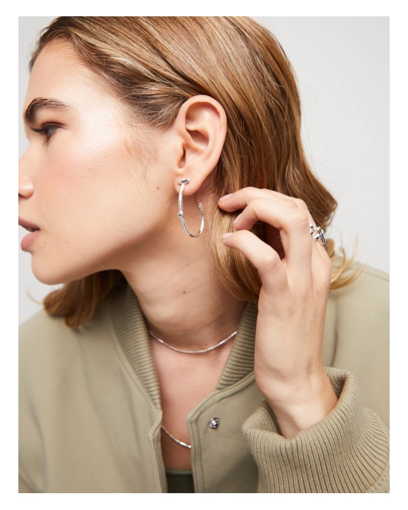 Pendientes aro baño plata UNOde50