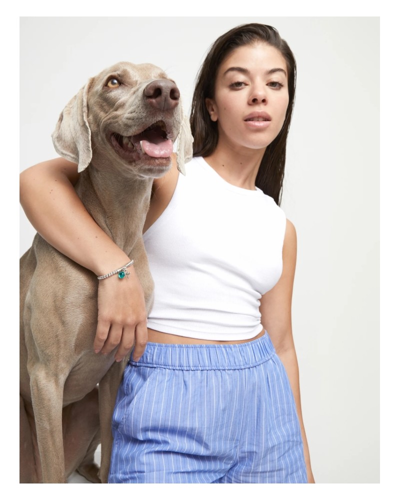 Pulsera baño plata cristal murano verde UNOde50