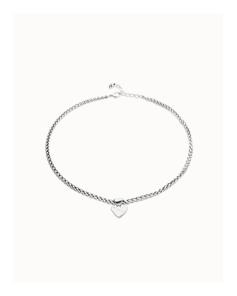 Collar baño plata con corazòn UNOde50