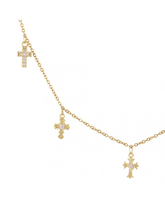 Collar corto cruces acero y circonitas Anartxy