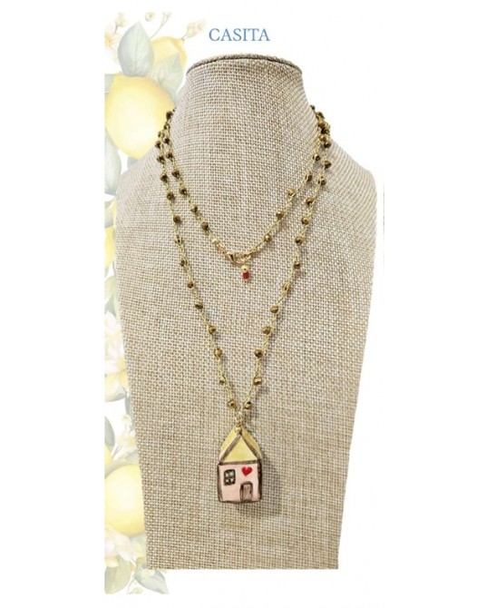 Collar largo hilo con casita ceràmica Ssolo