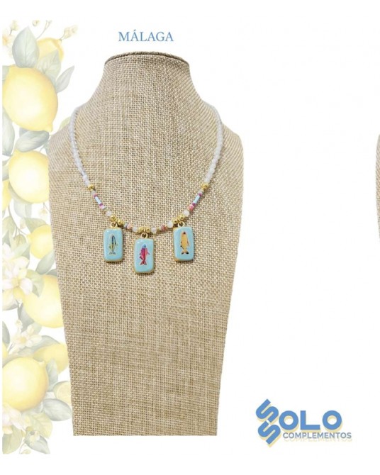 Collar corto con ceràmica sardinas Ssolo