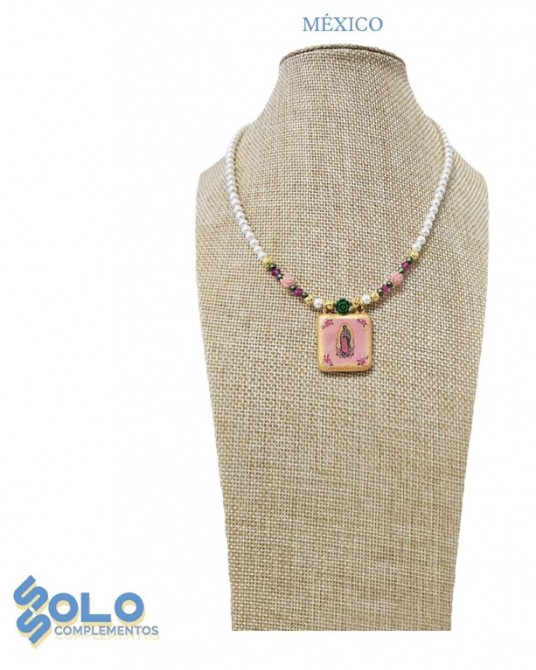 Collar corto con ceràmica virgen Guadalupe Ssolo