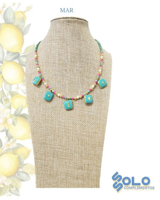 Collar corto con ceràmicas peces Ssolo