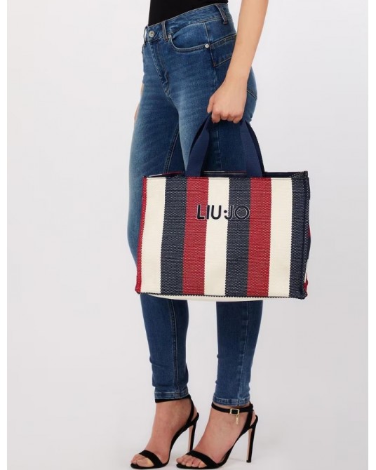 Bolso tote rayas beige Liujo