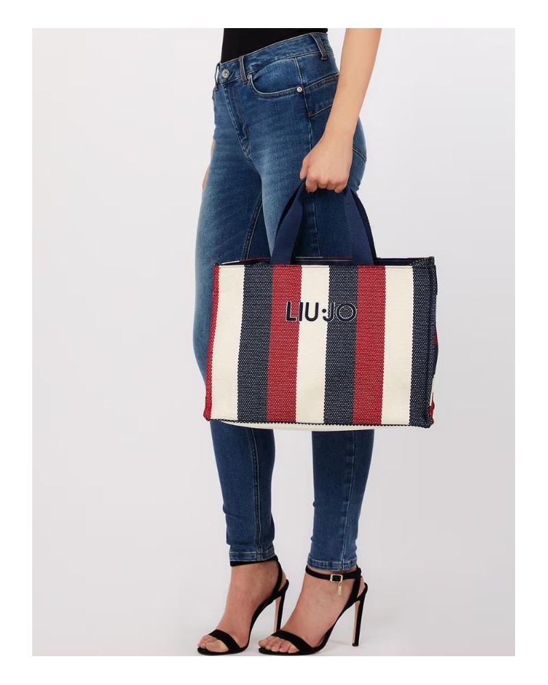 Bolso tote rayas beige Liujo