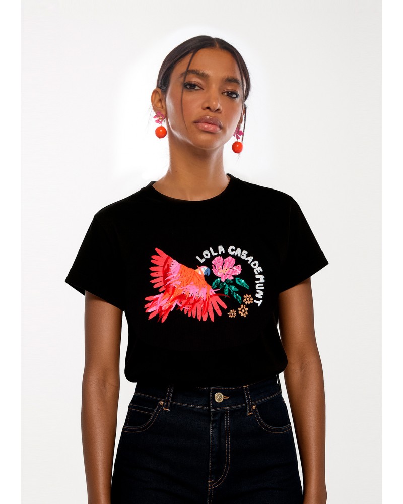 Camiseta estampado loro Lola Casademunt