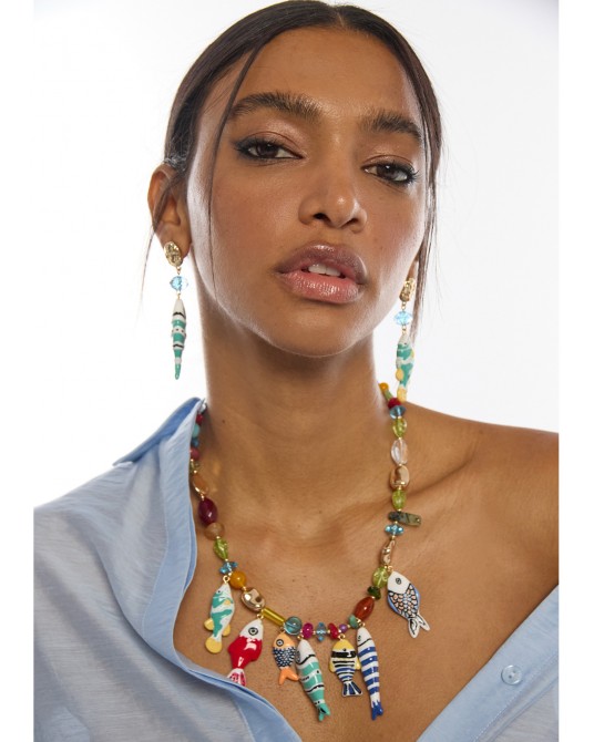 Collar cristales con charms de peces Lola Casademunt