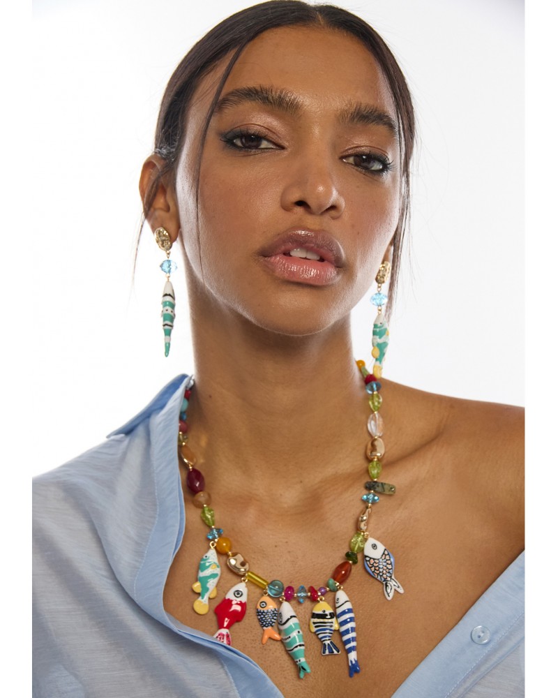 Collar cristales con charms de peces Lola Casademunt