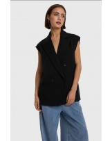 Chaleco negro hombros desflecados Alix The Label