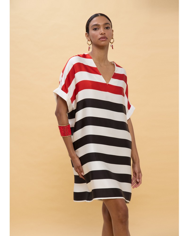 Vestido corto rallas tricolor Lola Casademunt