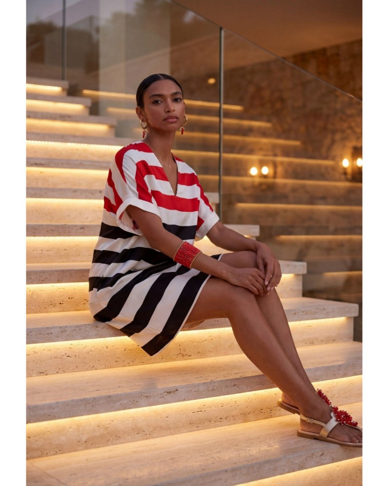 Vestido corto rallas tricolor Lola Casademunt