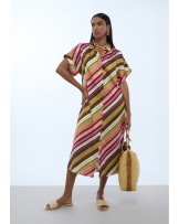 Vestido satinado camisero multirayas Lola Casademunt