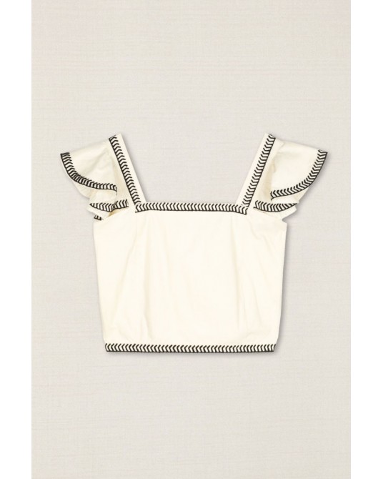 Conjunto crema bordado negro Latido