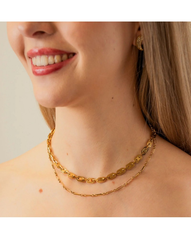 Collar eslabones acero dorado Anartxy