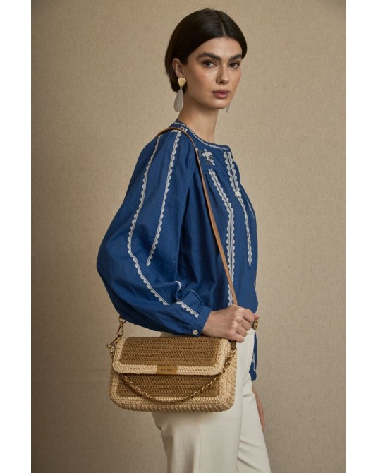 Bolso rafia con solapa Latido