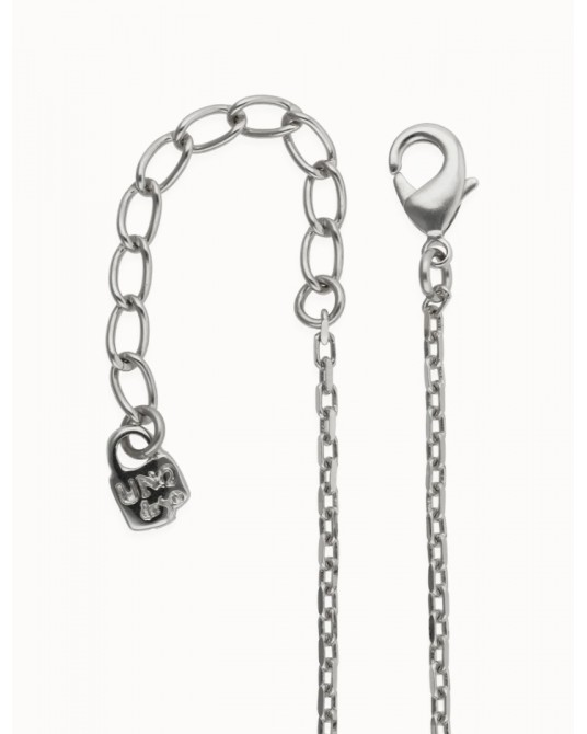 Collar largo bañado plata cristal azul UNOde50