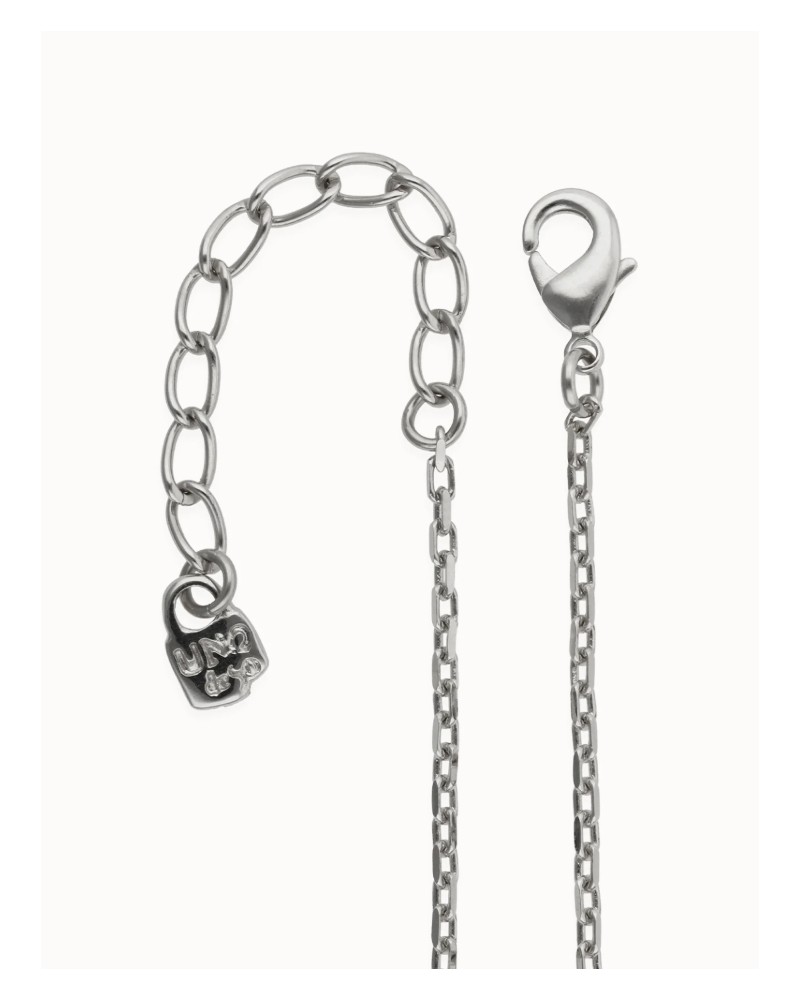 Collar largo bañado plata cristal azul UNOde50