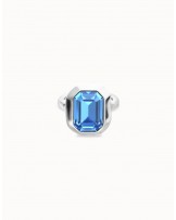 Anillo cristal azul baño plata UNOde50