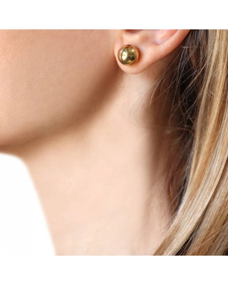 Pendientes bola acero dorado 10mm Anartxy
