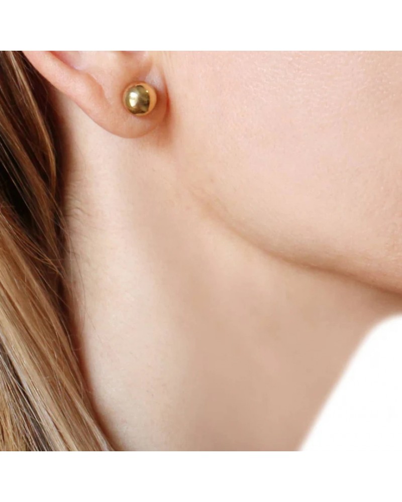 Pendientes bola acero dorado 8mm Anartxy