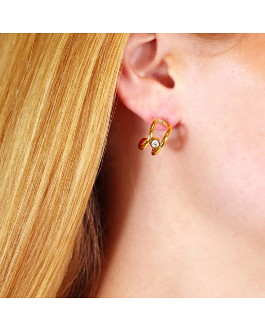 Pendientes acero aro con circonita Anartxy