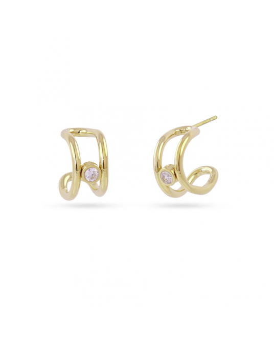 Pendientes acero aro con circonita Anartxy