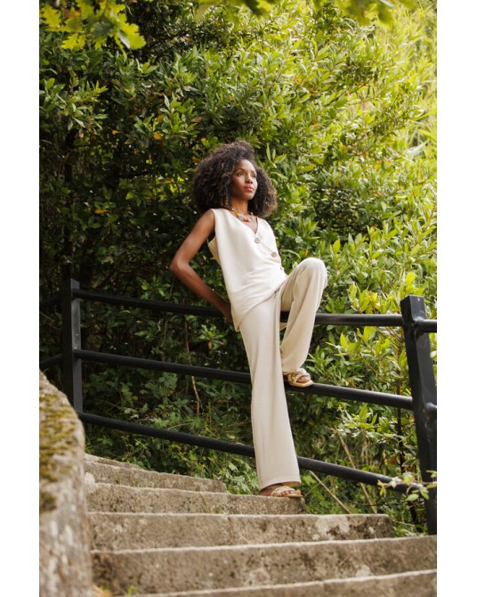 Pantalon de punto beige In Perfecta