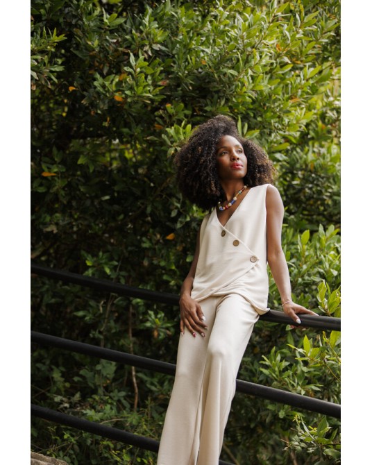 Jersey sin mangas de punto beige In Perfecta