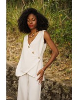 Jersey sin mangas de punto beige In Perfecta