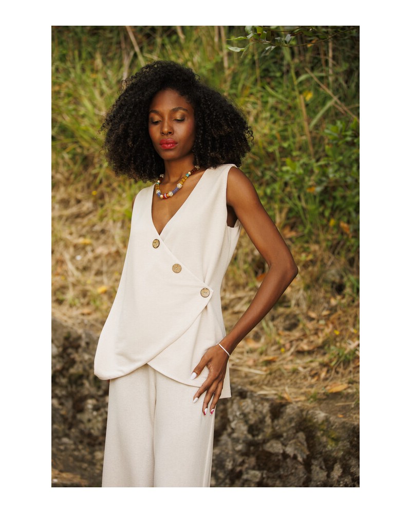 Jersey sin mangas de punto beige In Perfecta