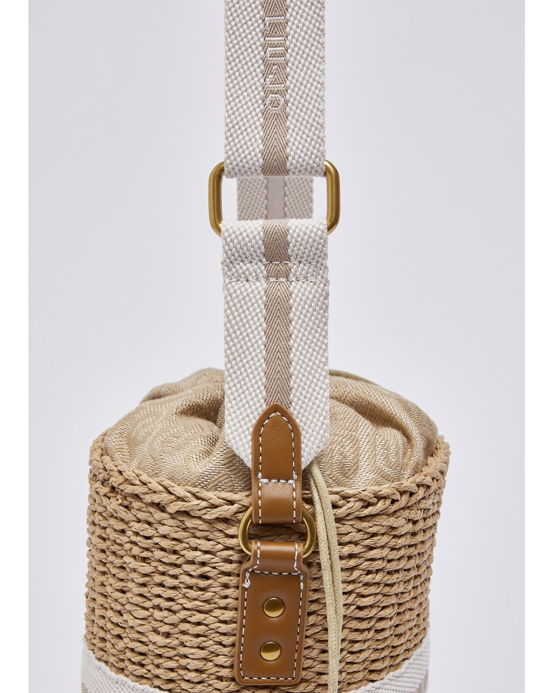 Bolso bombonera de paja color azul Liujo