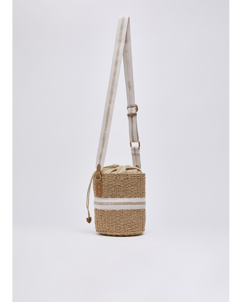 Bolso bombonera de paja color azul Liujo