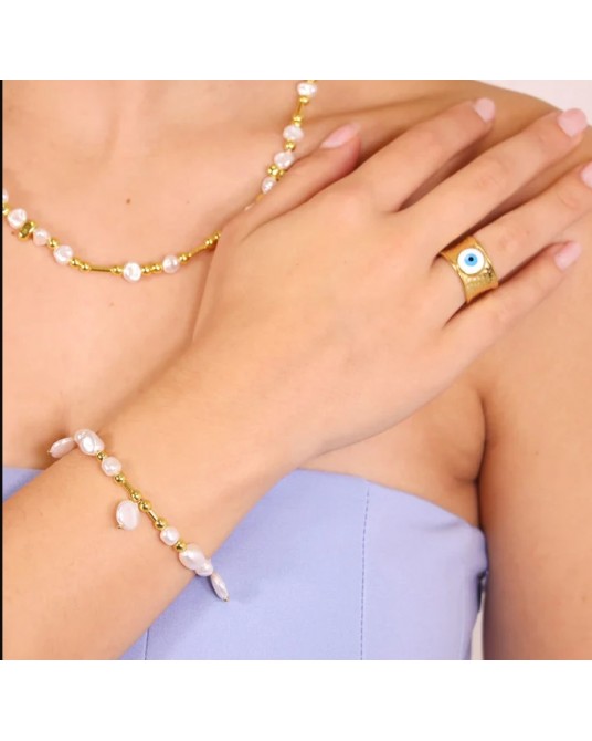Pulsera perlas y acero Anartxy