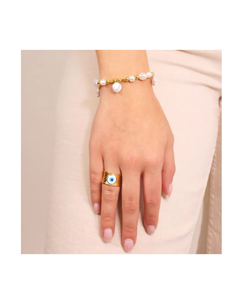 Pulsera perlas y acero Anartxy