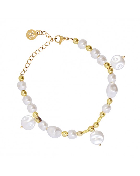 Pulsera perlas y acero Anartxy