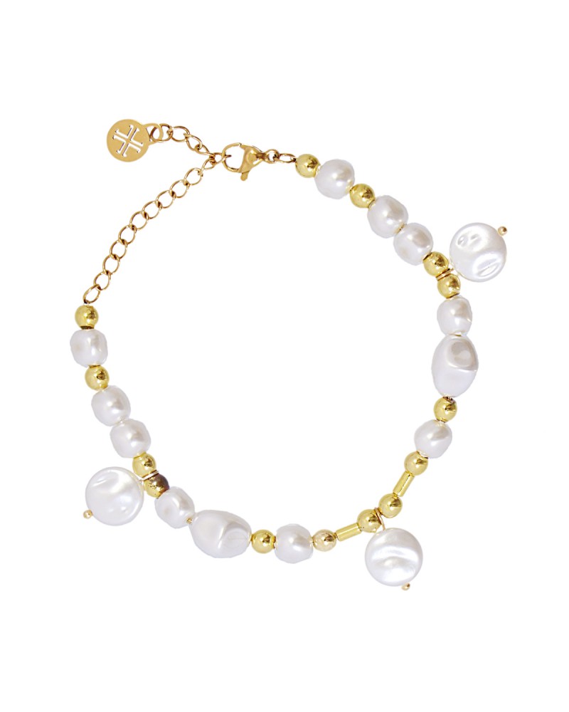 Pulsera perlas y acero Anartxy