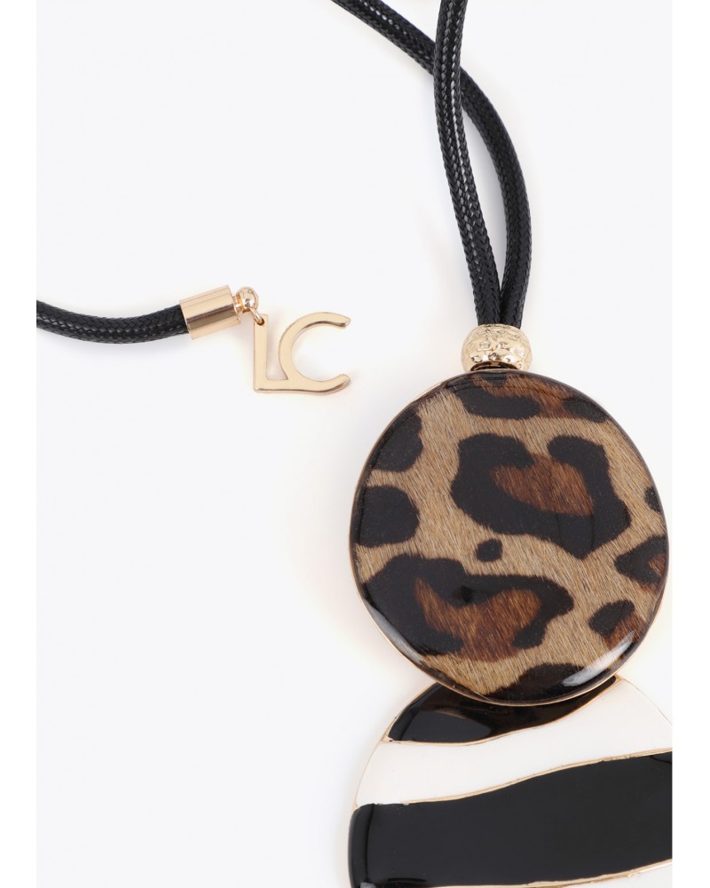Collar largo combinado animal print y rayas Lola Casademunt