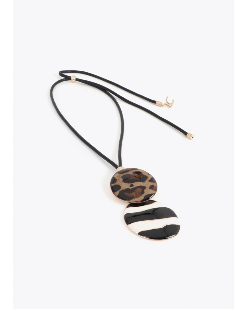 Collar largo combinado animal print y rayas Lola Casademunt