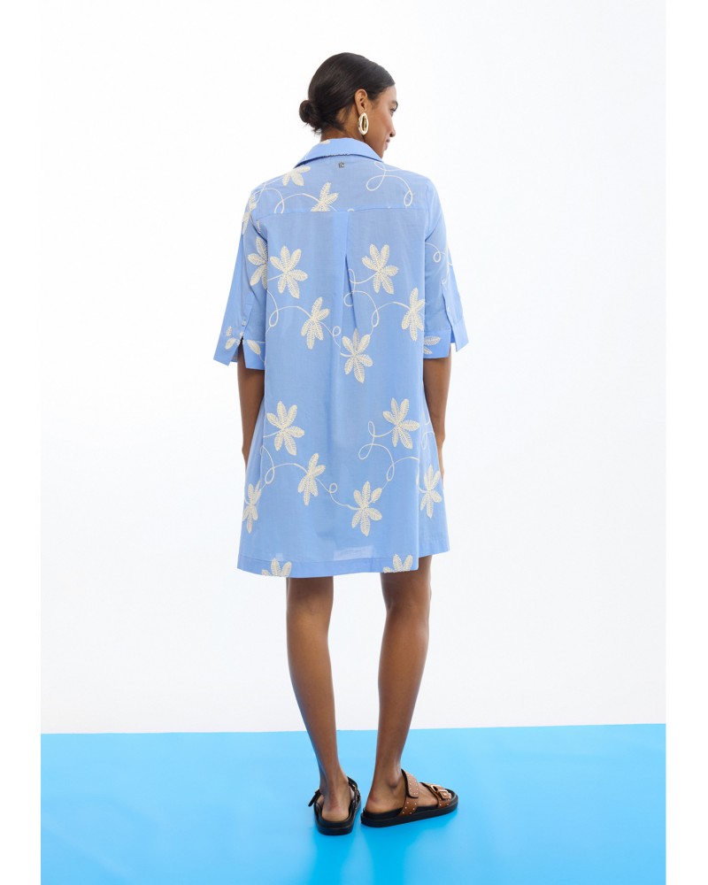 Vestido camisero bordado flores Lola Casademunt