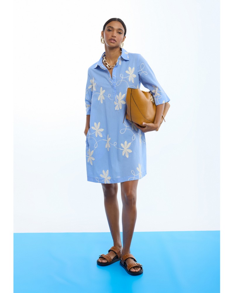 Vestido camisero bordado flores Lola Casademunt