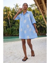 Vestido camisero bordado flores Lola Casademunt
