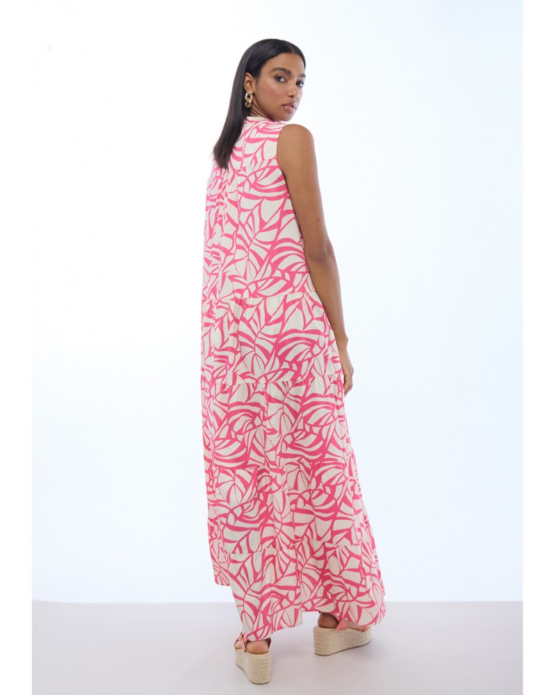 Vestido escote pico print hojas Lola Casademunt