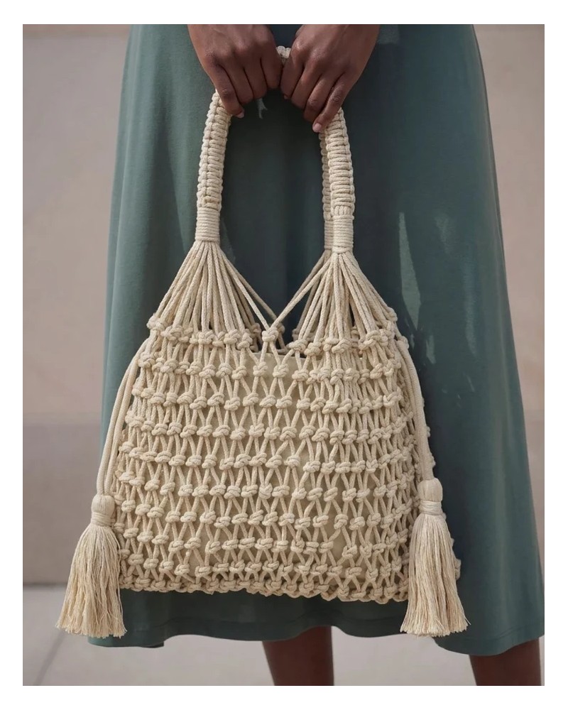 Bolso calado algodón Beige Surkana