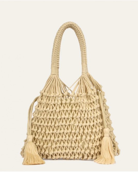 Bolso calado algodón Beige Surkana