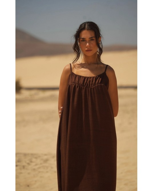Vestido fluido midi marròn Guimanos