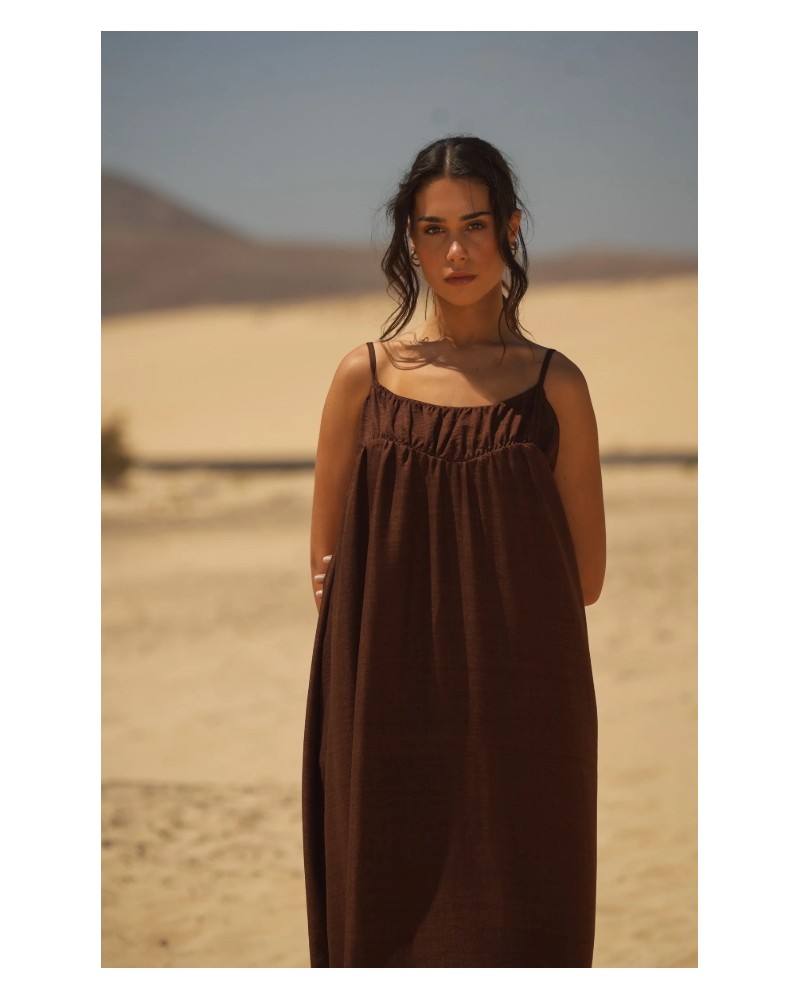 Vestido fluido midi marròn Guimanos