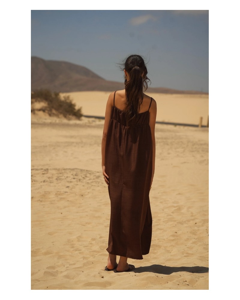 Vestido fluido midi marròn Guimanos