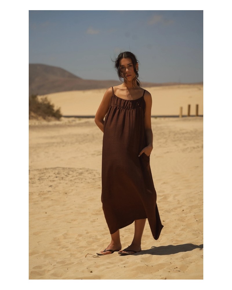 Vestido fluido midi marròn Guimanos