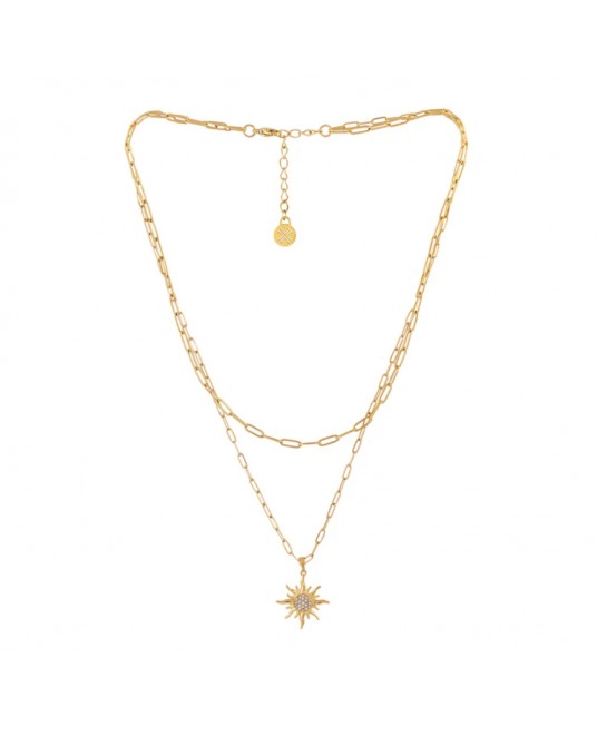 Collar doble cadena con charm Sol Anartxy